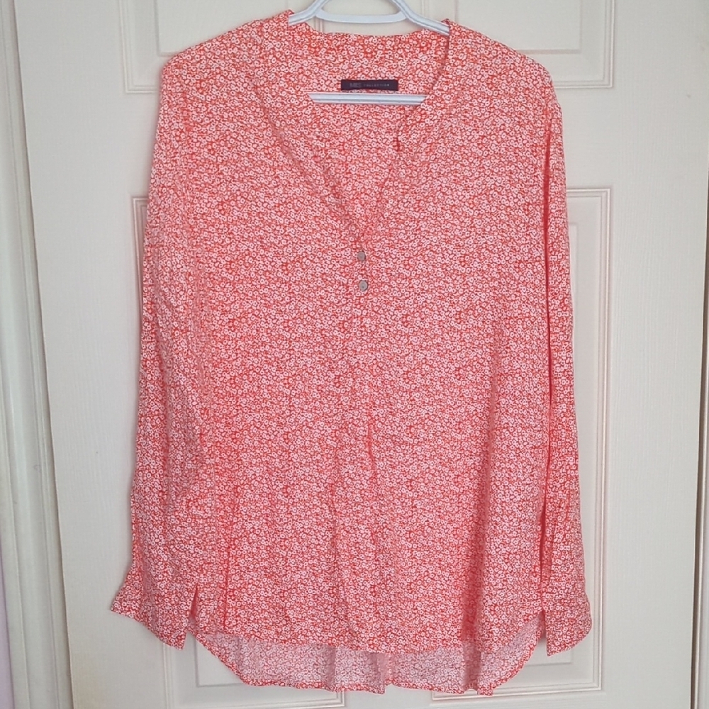 Marks & Spencer Multicolored Floral Blouse with Relaxed Fit and Mandarin Collar